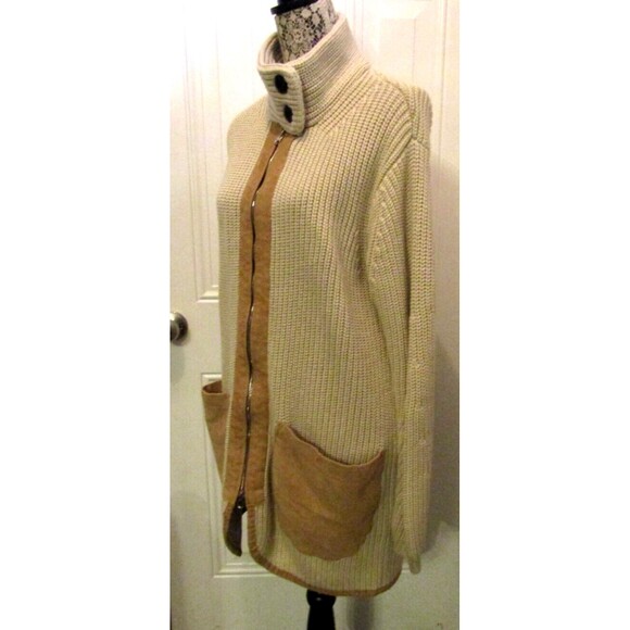 New York & Company Chunky Knit Cardigan Sweater High Neck Full Zip Jacket M - Picture 4 of 9